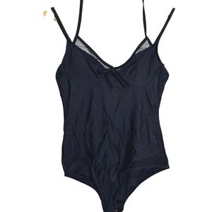 Beachsissi One Piece Swimsuit Black Mesh Detail‎ Adjustable Straps NWT Size M
